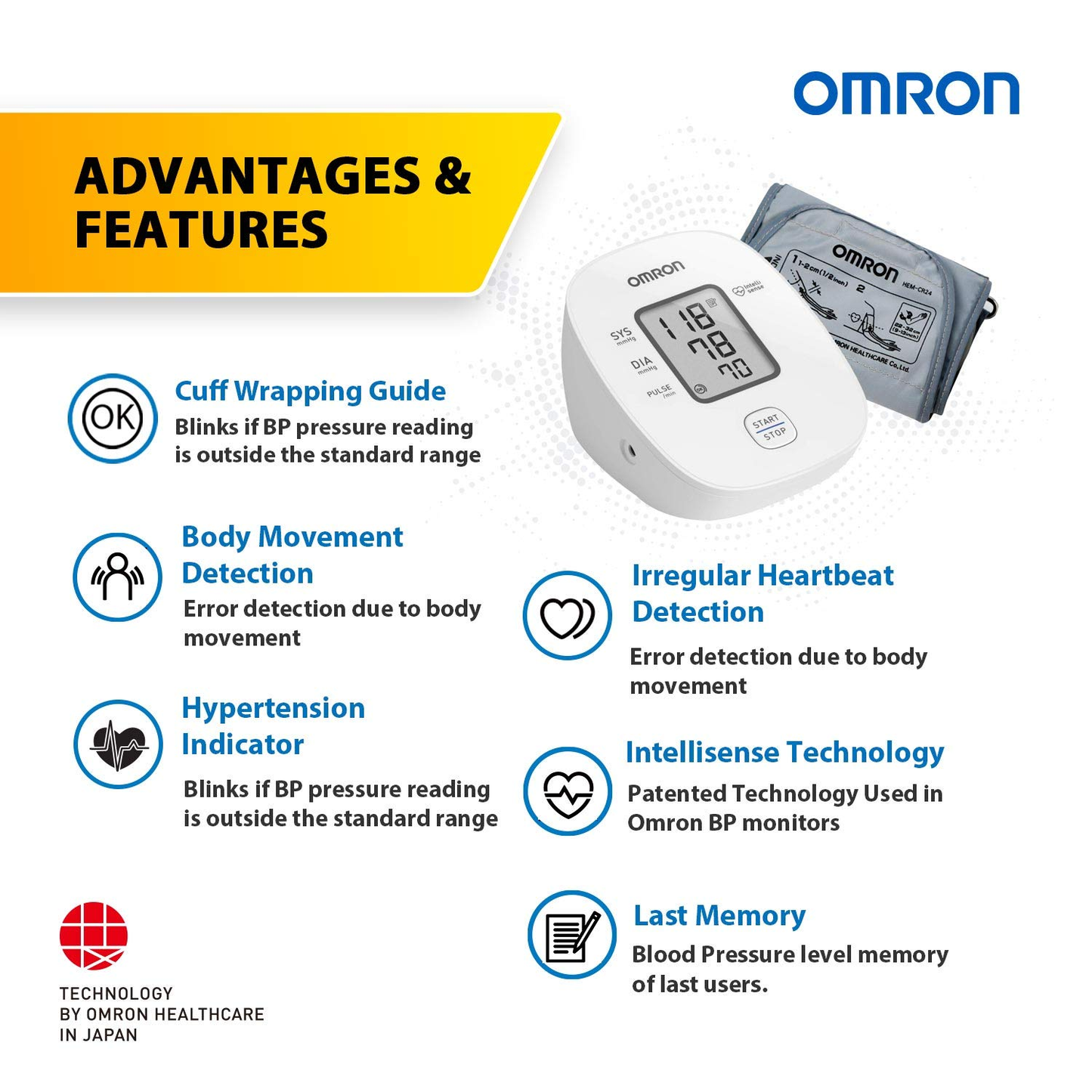 Omron HEM-7121J Digital Upper Arm Blood Pressure Monitor