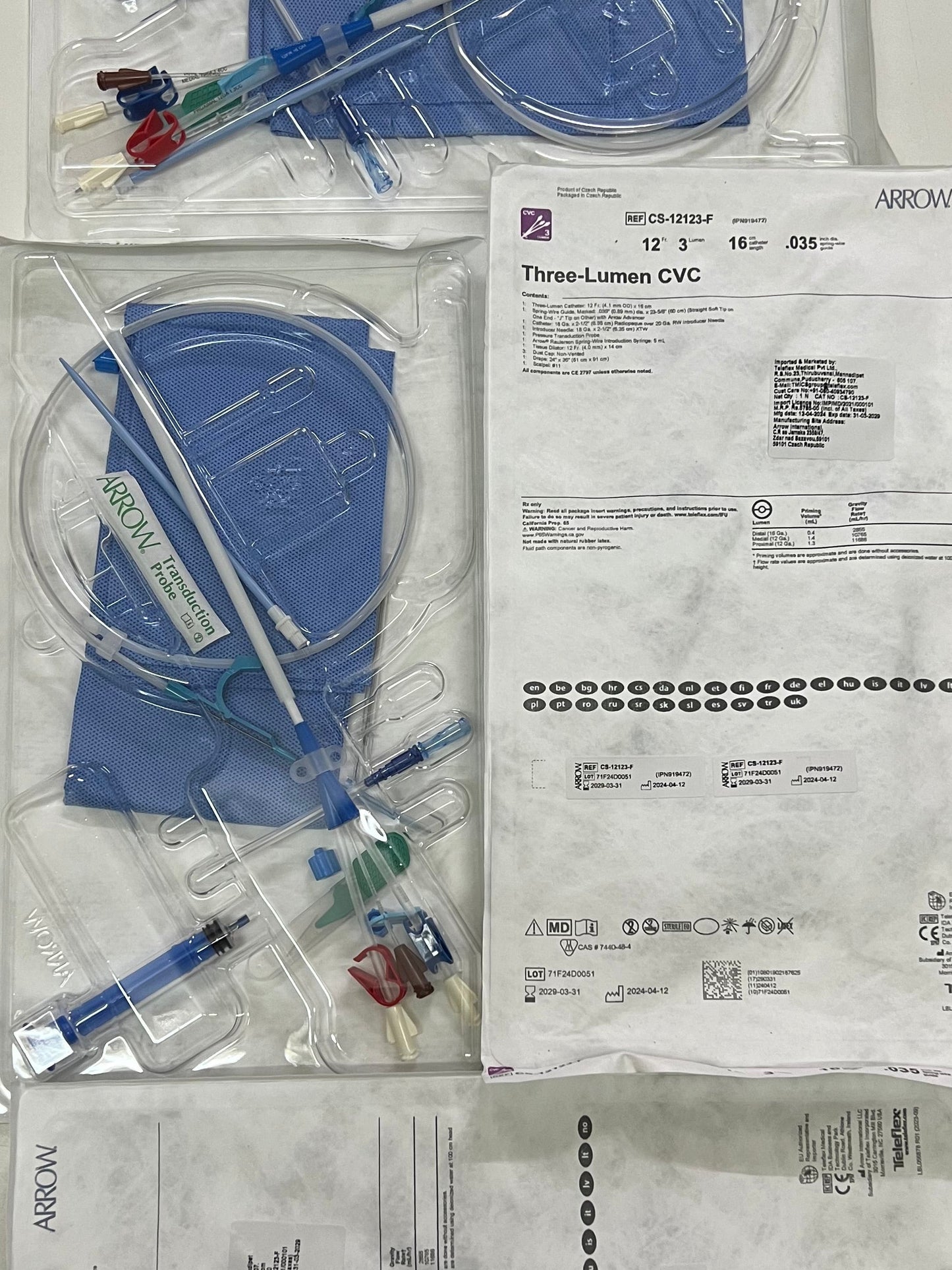 Arrow CS-12123F Triple Lumen Central Venous Catheter Set