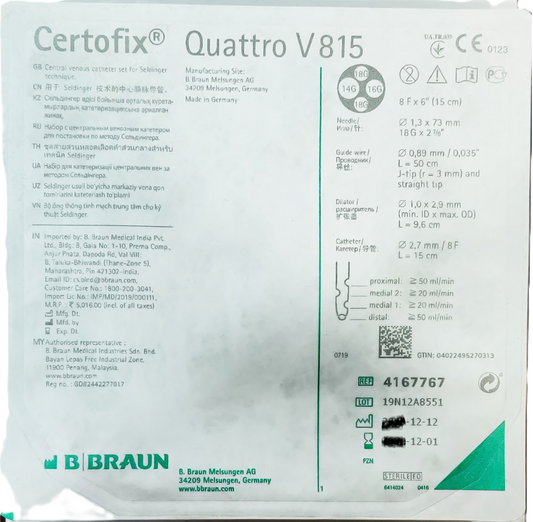B. Braun Certofix® Quattro V815 Four-Lumen Central Venous Catheter Set