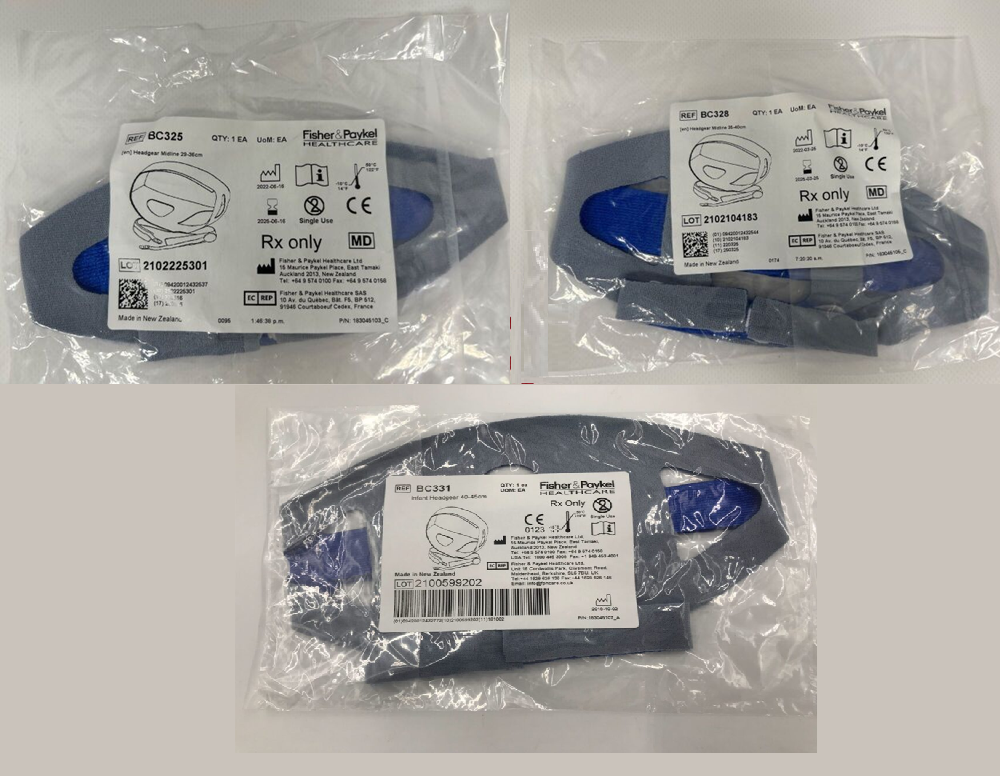 Fisher & Paykel Infant Headgear for FlexiTrunk Neonatal CPAP Interface — BC325 (29–36 cm), BC328 (35–40 cm), BC331 (40–45 cm)
