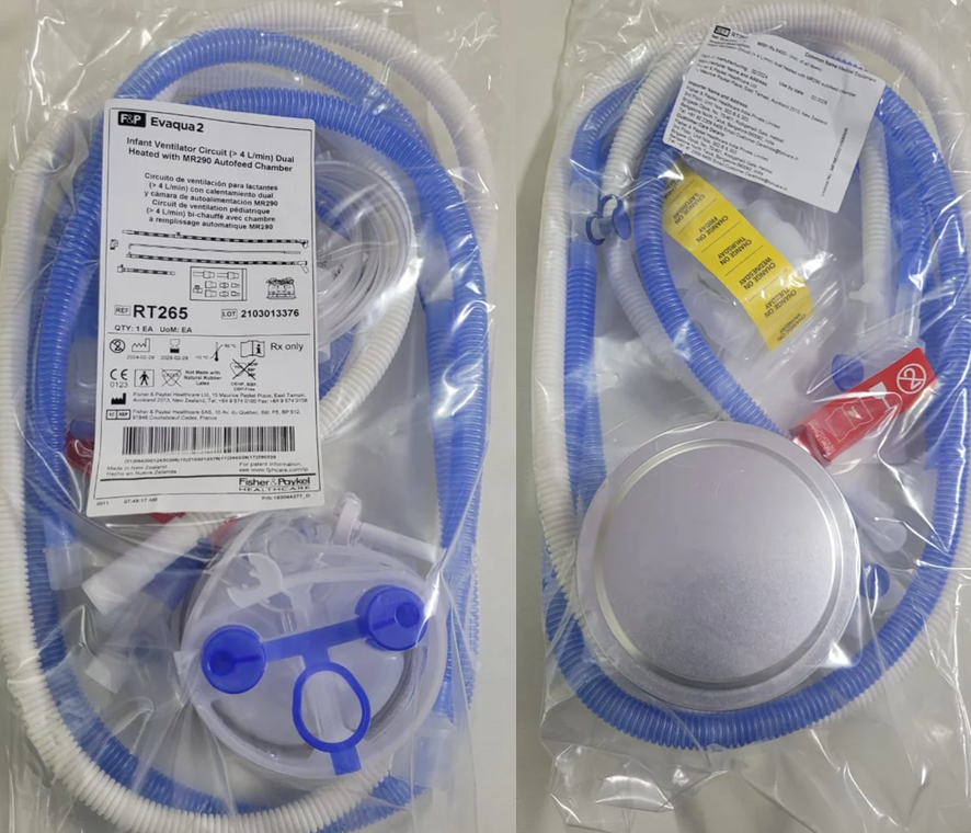 Fisher & Paykel Healthcare RT265 Evaqua 2 Dual Heated Infant Circuit Kit with MR290 Autofeed Chamber