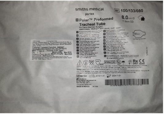 Portex North Polar Nasal Preformed Tracheal Tube for Facio-Maxillary Surgery