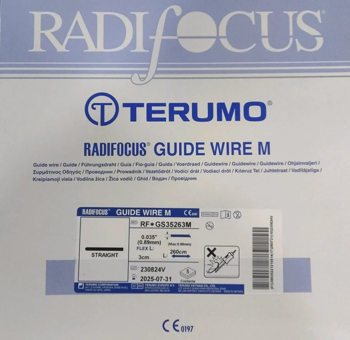 Terumo Radifocus® Guide Wire M GS35263M – 0.035" x 260cm, Straight Tip