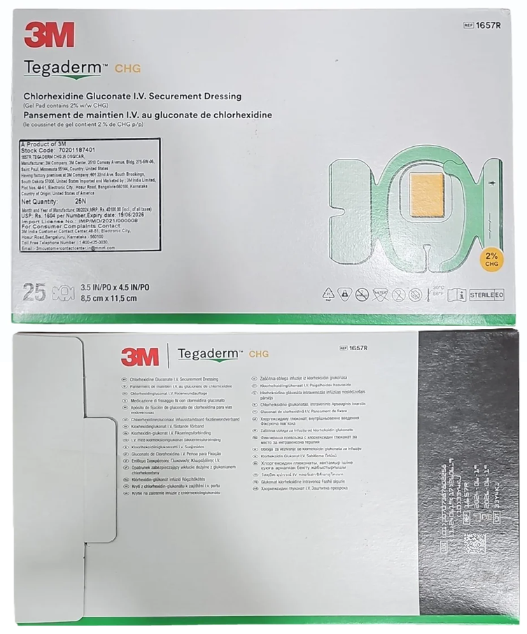 3M Tegaderm 1657R CHG Dressing (11.5 cm × 8.5 cm)