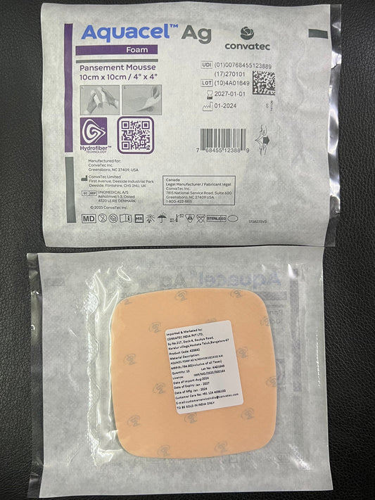 ConvaTec Aquacel Ag Foam Non-Adhesive Dressing 10cm x 10cm (Ref No 420642)