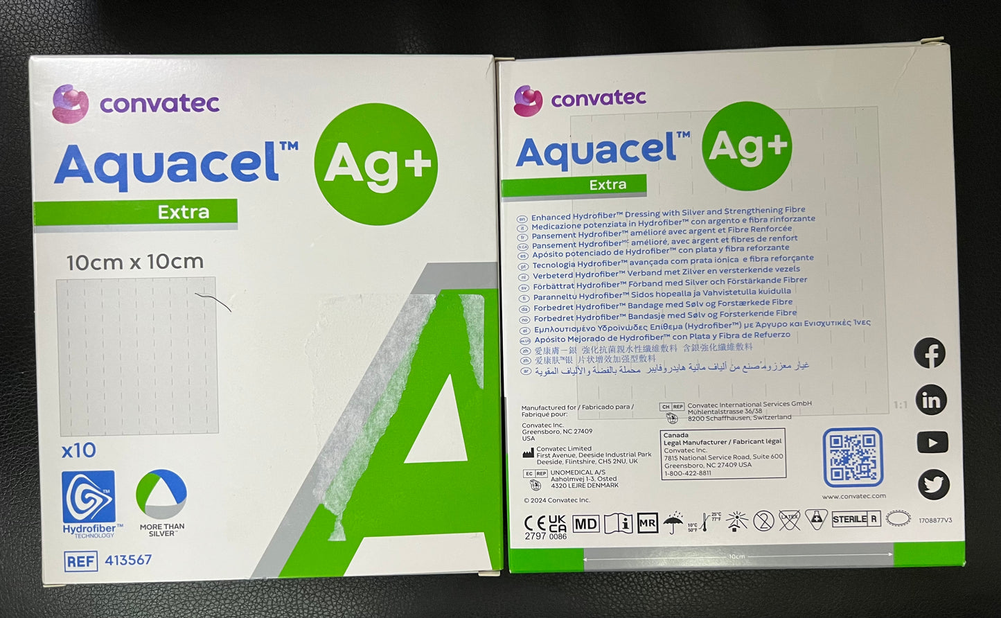 AQUACEL Ag+ Extra Antimicrobial Wound Dressing (Ref # 413566, 413567, 413568)