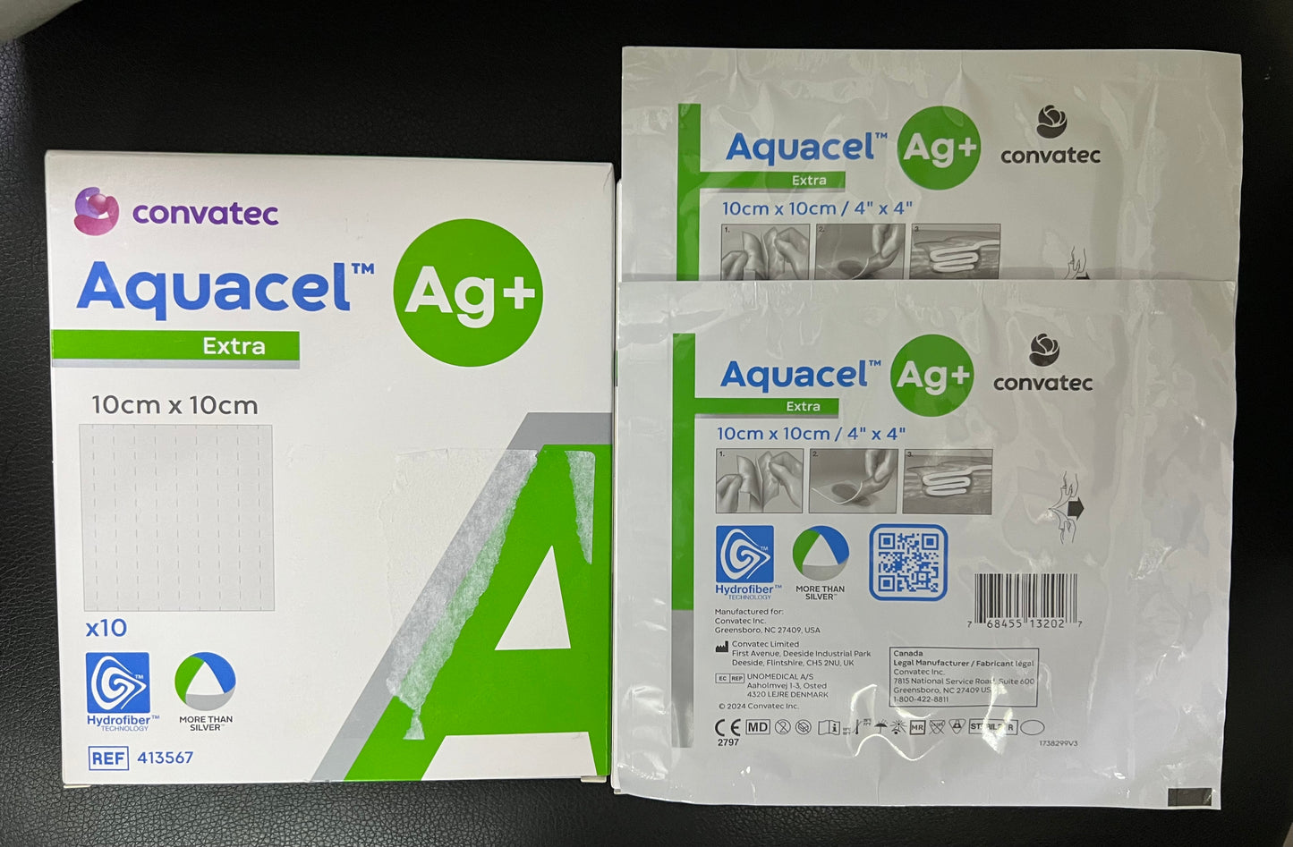 AQUACEL Ag+ Extra Antimicrobial Wound Dressing (Ref # 413566, 413567, 413568)