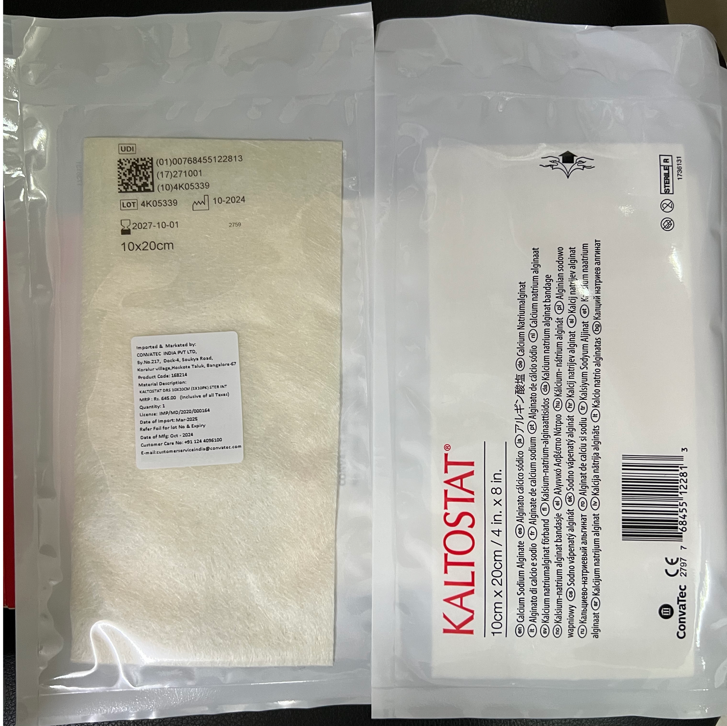 ConvaTec KALTOSTAT Calcium-Sodium Alginate Wound Dressing 10cm x 20cm