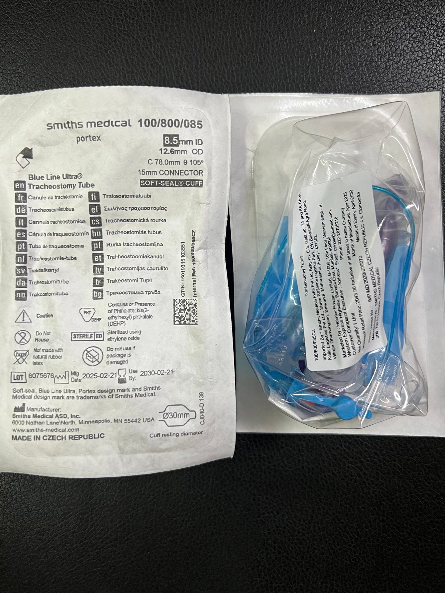 Smiths Medical Portex Blue Line Ultra Tracheostomy Tube Soft-Seal Cuff – 100/800/060–085