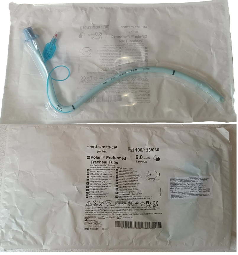 Portex North Polar Nasal Preformed Tracheal Tube for Facio-Maxillary Surgery