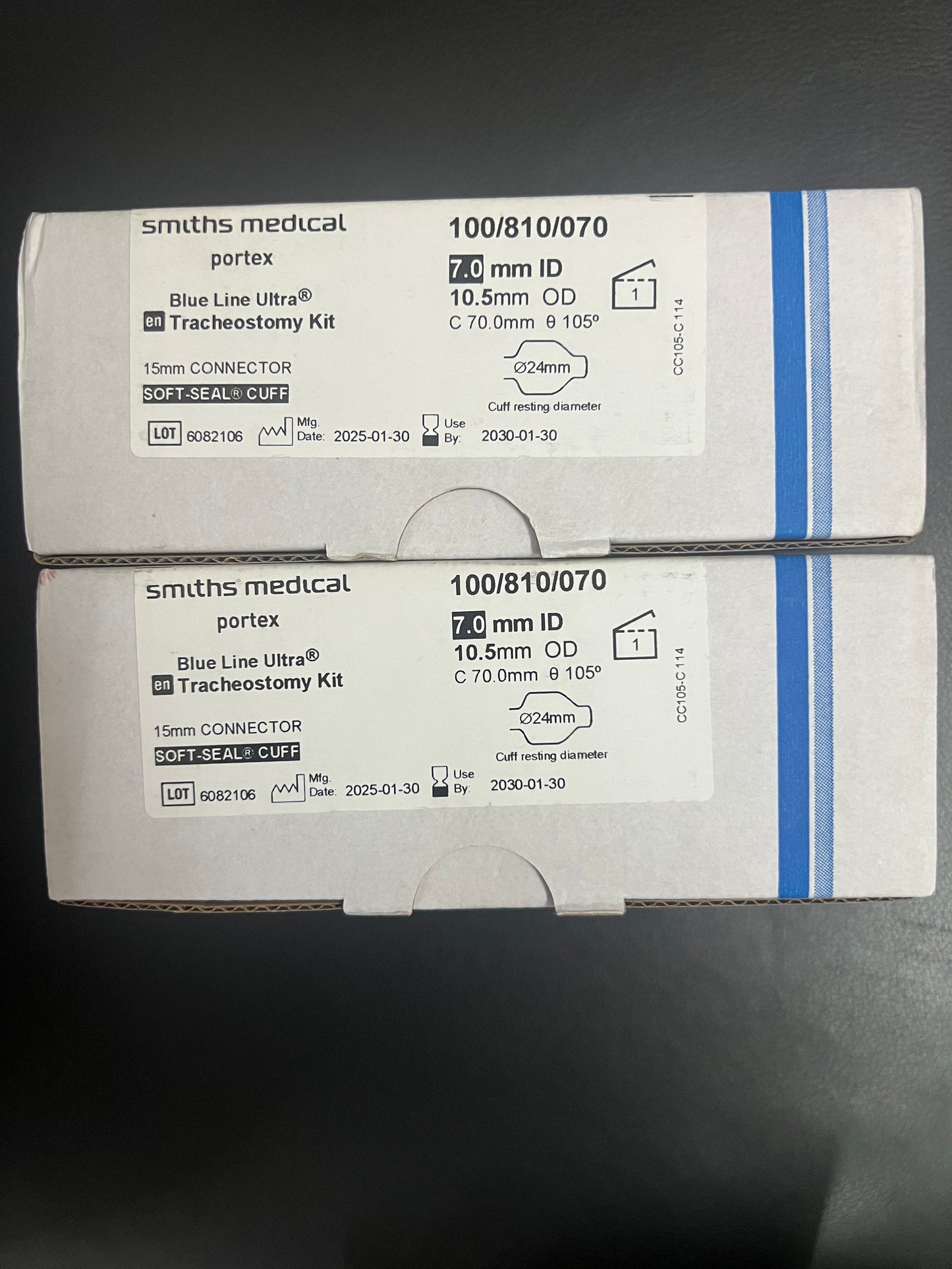Portex Blue Line Ultra Cuffed Tracheostomy Tube — 100/810/060 - 100/810/090