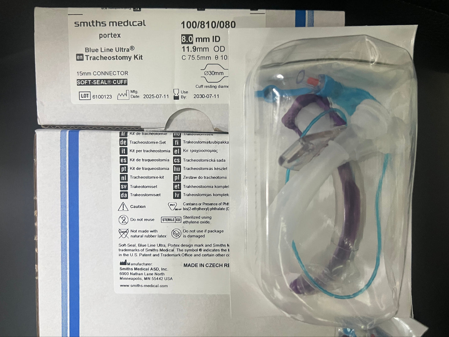 Portex Blue Line Ultra Cuffed Tracheostomy Tube — 100/810/060 - 100/810/090