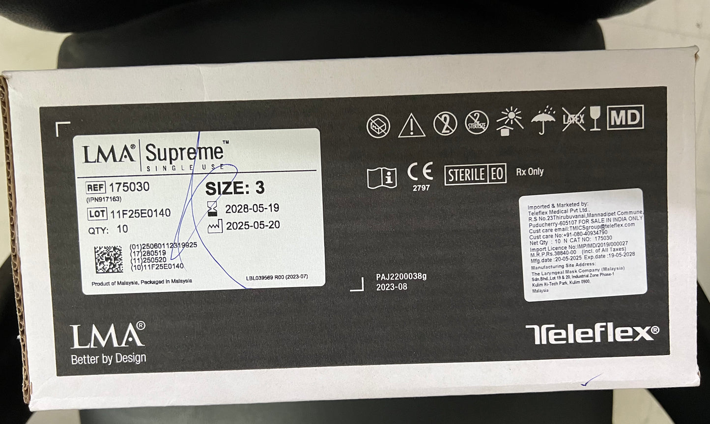 Teleflex LMA Supreme - Single Use Second Generation Supraglottic Airway Device